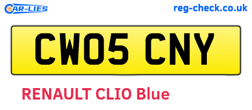 CW05CNY are the vehicle registration plates.