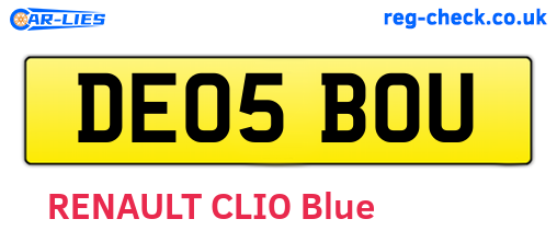 DE05BOU are the vehicle registration plates.