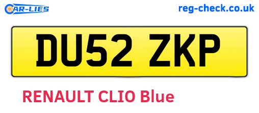 DU52ZKP are the vehicle registration plates.