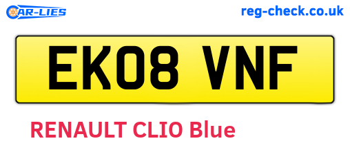 EK08VNF are the vehicle registration plates.