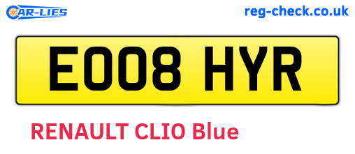 EO08HYR are the vehicle registration plates.