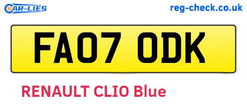 FA07ODK are the vehicle registration plates.