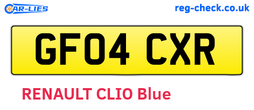 GF04CXR are the vehicle registration plates.