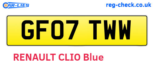 GF07TWW are the vehicle registration plates.