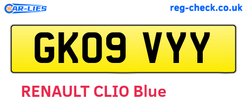 GK09VYY are the vehicle registration plates.