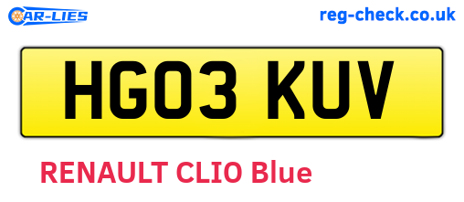 HG03KUV are the vehicle registration plates.