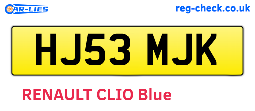 HJ53MJK are the vehicle registration plates.