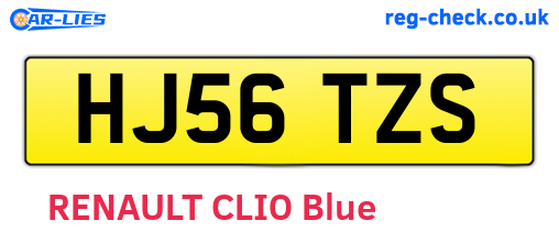 HJ56TZS are the vehicle registration plates.