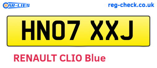 HN07XXJ are the vehicle registration plates.