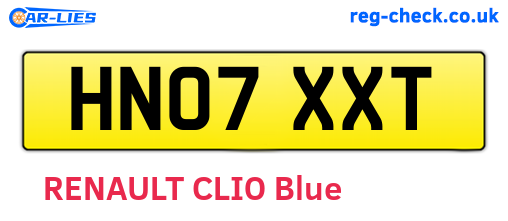 HN07XXT are the vehicle registration plates.