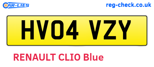 HV04VZY are the vehicle registration plates.