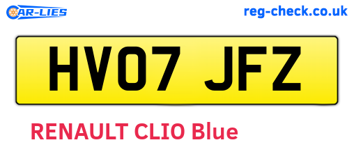 HV07JFZ are the vehicle registration plates.