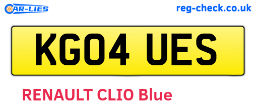 KG04UES are the vehicle registration plates.