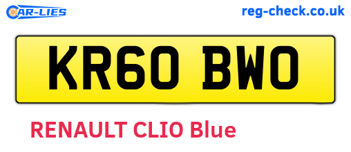 KR60BWO are the vehicle registration plates.