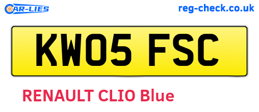 KW05FSC are the vehicle registration plates.