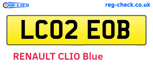 LC02EOB are the vehicle registration plates.