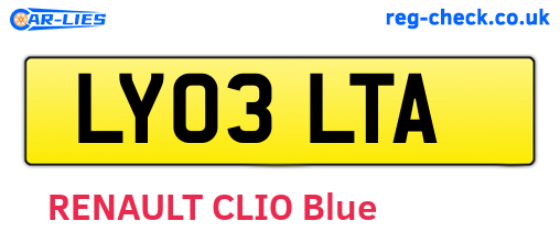 LY03LTA are the vehicle registration plates.
