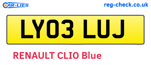 LY03LUJ are the vehicle registration plates.