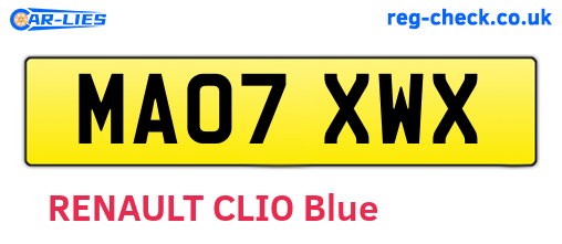 MA07XWX are the vehicle registration plates.