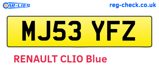 MJ53YFZ are the vehicle registration plates.