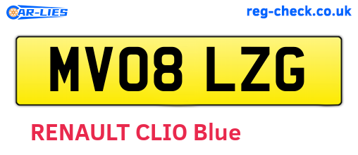 MV08LZG are the vehicle registration plates.