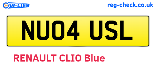 NU04USL are the vehicle registration plates.