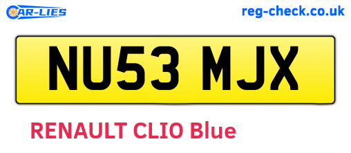 NU53MJX are the vehicle registration plates.