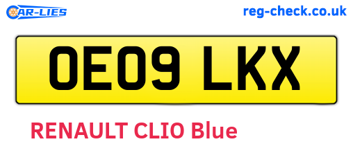 OE09LKX are the vehicle registration plates.