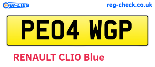 PE04WGP are the vehicle registration plates.