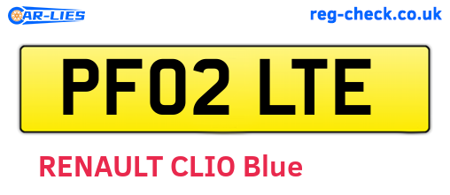 PF02LTE are the vehicle registration plates.