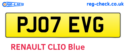 PJ07EVG are the vehicle registration plates.