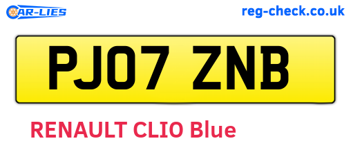 PJ07ZNB are the vehicle registration plates.