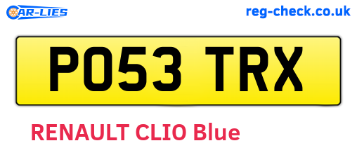 PO53TRX are the vehicle registration plates.