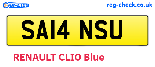 SA14NSU are the vehicle registration plates.