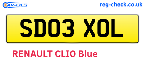 SD03XOL are the vehicle registration plates.
