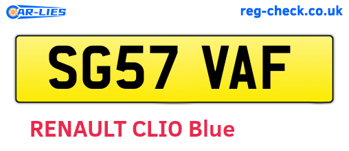 SG57VAF are the vehicle registration plates.