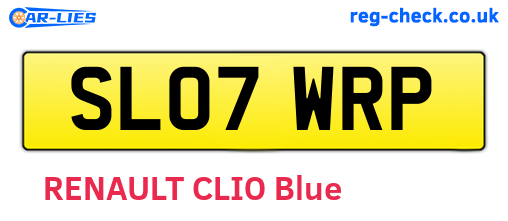 SL07WRP are the vehicle registration plates.