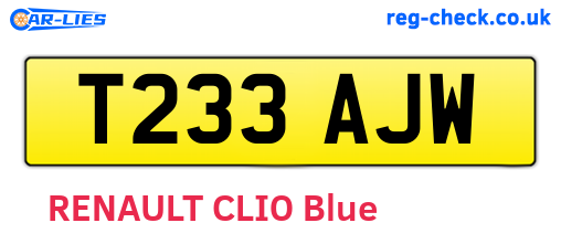 T233AJW are the vehicle registration plates.