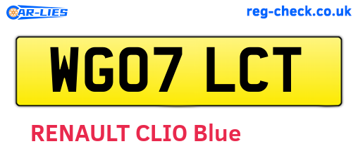 WG07LCT are the vehicle registration plates.