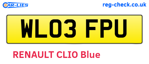 WL03FPU are the vehicle registration plates.