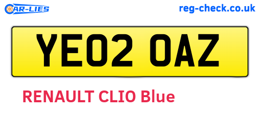 YE02OAZ are the vehicle registration plates.