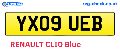 YX09UEB are the vehicle registration plates.