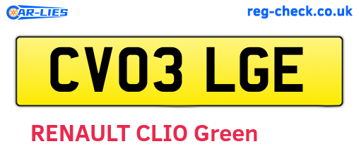 CV03LGE are the vehicle registration plates.