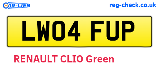 LW04FUP are the vehicle registration plates.