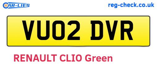 VU02DVR are the vehicle registration plates.