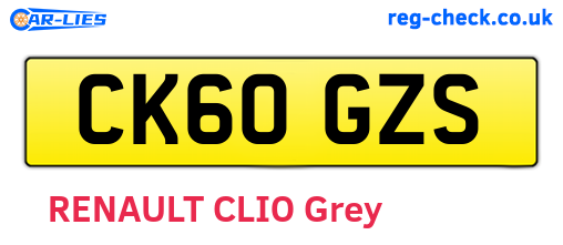 CK60GZS are the vehicle registration plates.