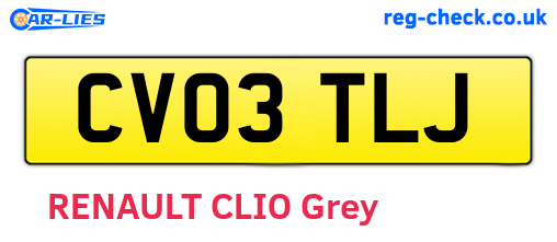 CV03TLJ are the vehicle registration plates.