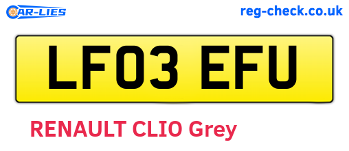 LF03EFU are the vehicle registration plates.