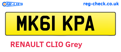 MK61KPA are the vehicle registration plates.