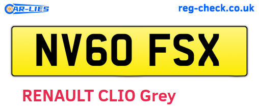 NV60FSX are the vehicle registration plates.
